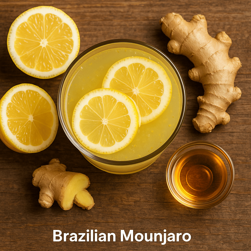 Brazilian Mounjaro Recipe: 3 Ingredients, 4 Powerful Benefits 4 Brazilian Mounjaro recipe wellness drink with lemon and ginger