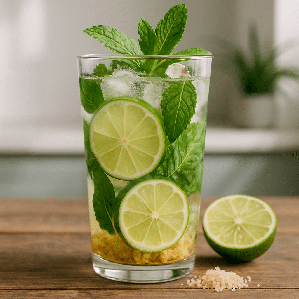 Homemade Mounjaro Recipe | Powerful Detox That Works 4 Homemade Mounjaro drink with fresh lime, mint, and ginger in a glass